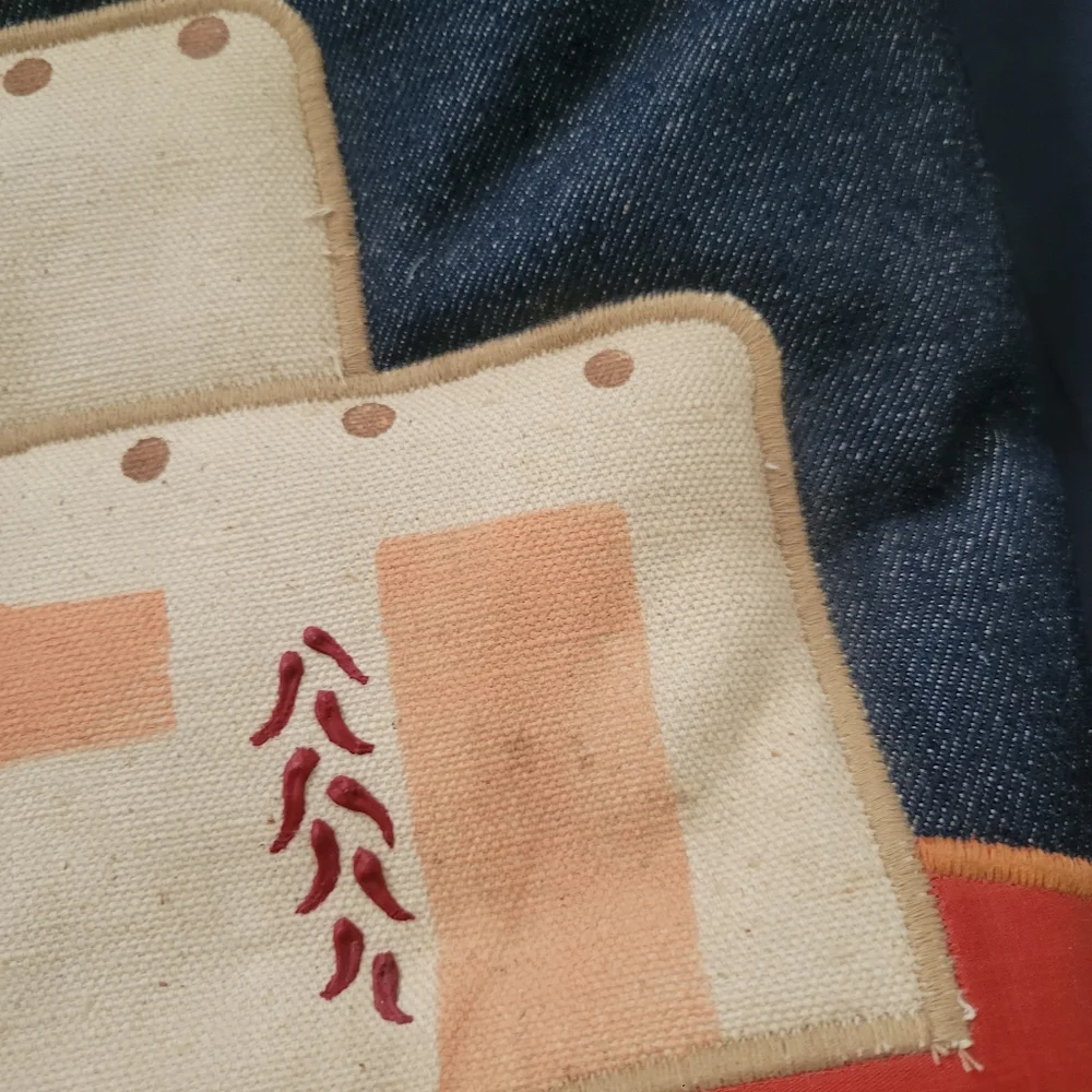 Southwestern Padded Cactus & House  Denim Tote Bag